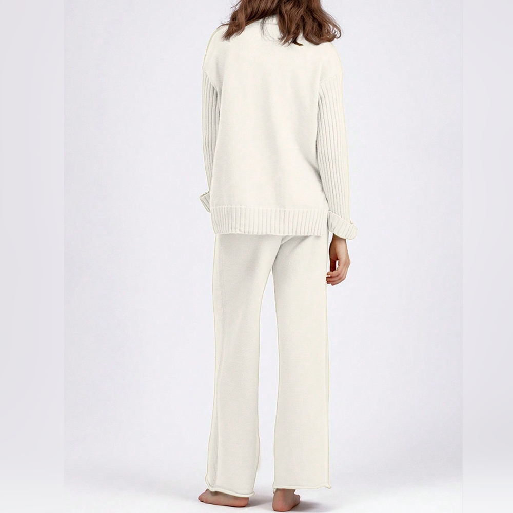 Cable Knit Long Sleeve Sweater & Knit Pants For Dailywear , 2 Piece S - Picture 5 of 5